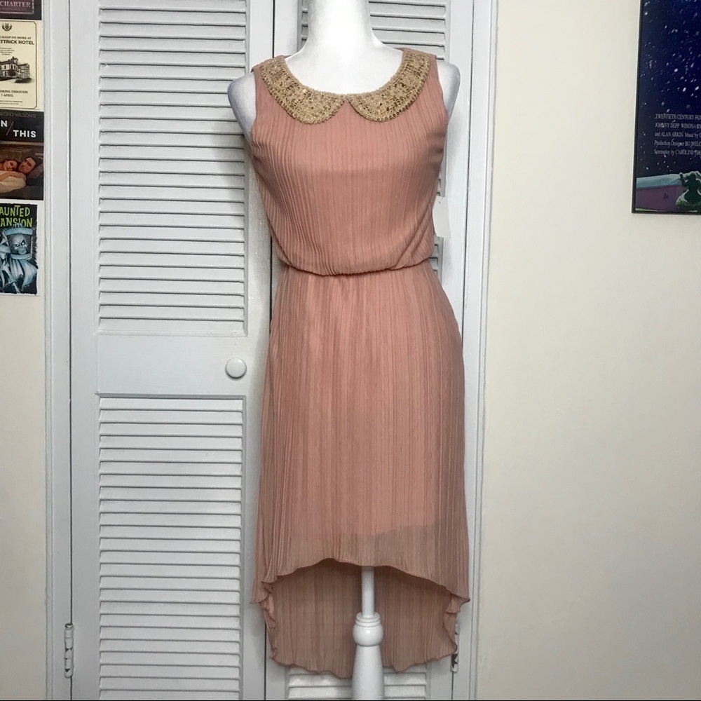 NWT Pink & Gold High Low Dress by Janette Fashion